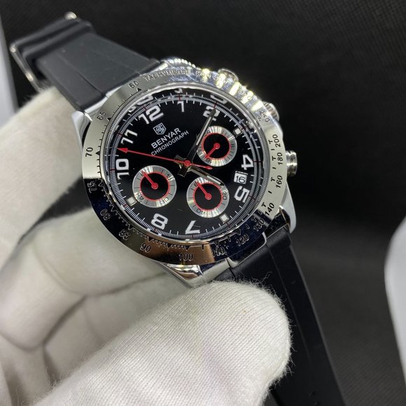 Men's Functional Chronograph Sport 30M Waterproof Daytona Design Watch Black - Picture 5 of 6